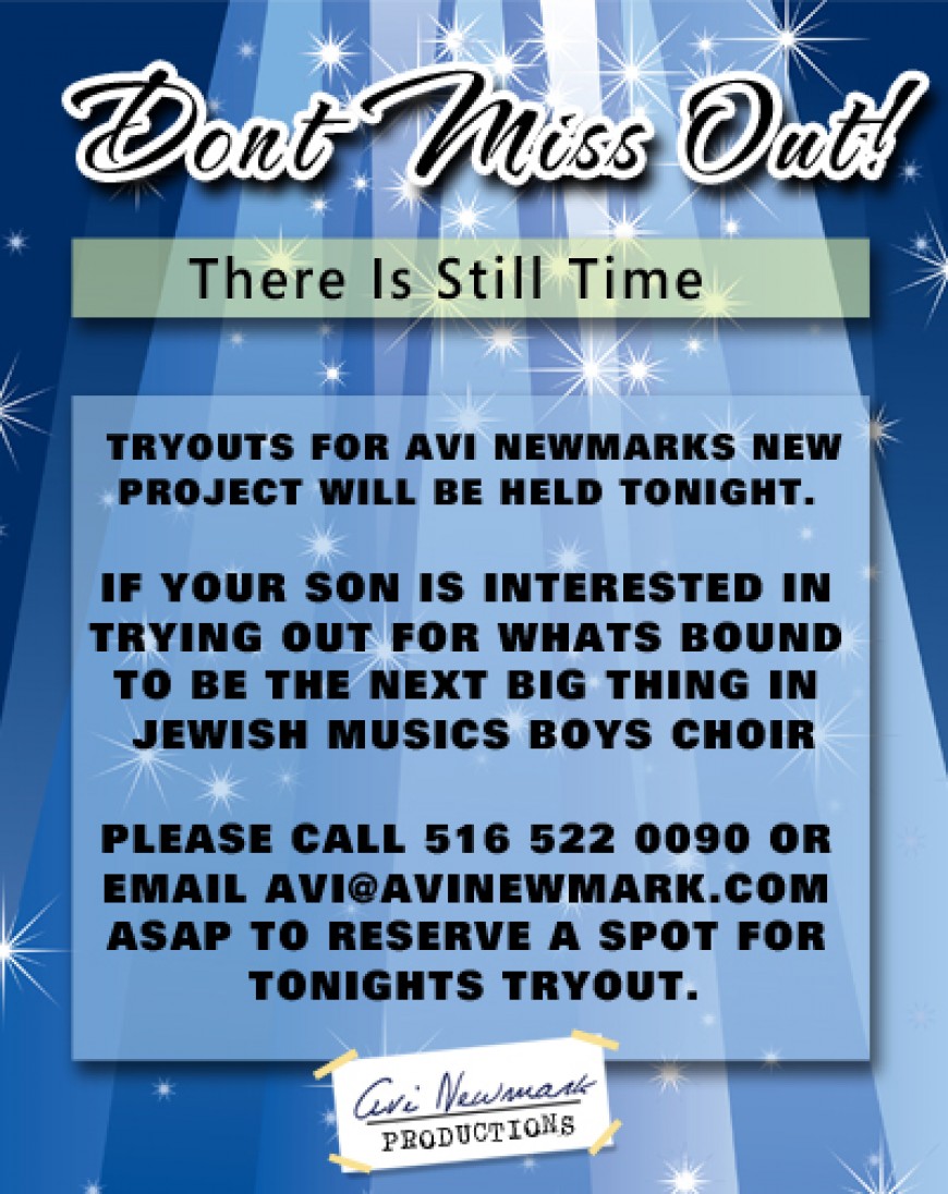 Tryouts Tonight for New Group from Avi Newmark!