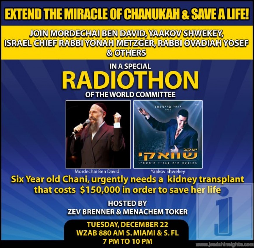 Join Mordechai Ben David, Yaakov Shweky – Tonight on Radiothon!