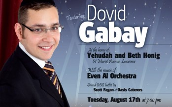 Dovid Gabay to Sing at this Years Concert on the Lawn!