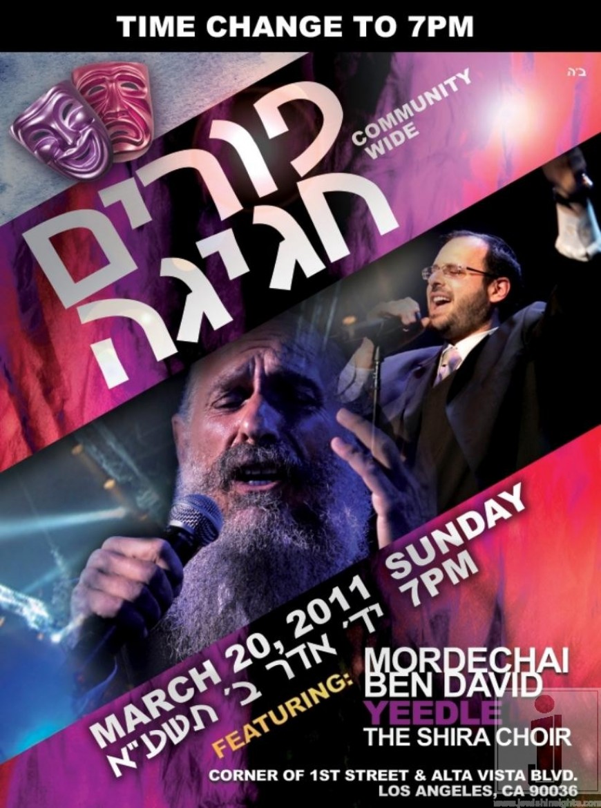 MBD, Yeedle & the Shira Choir to perform at annual Purim Party in Los Angeles
