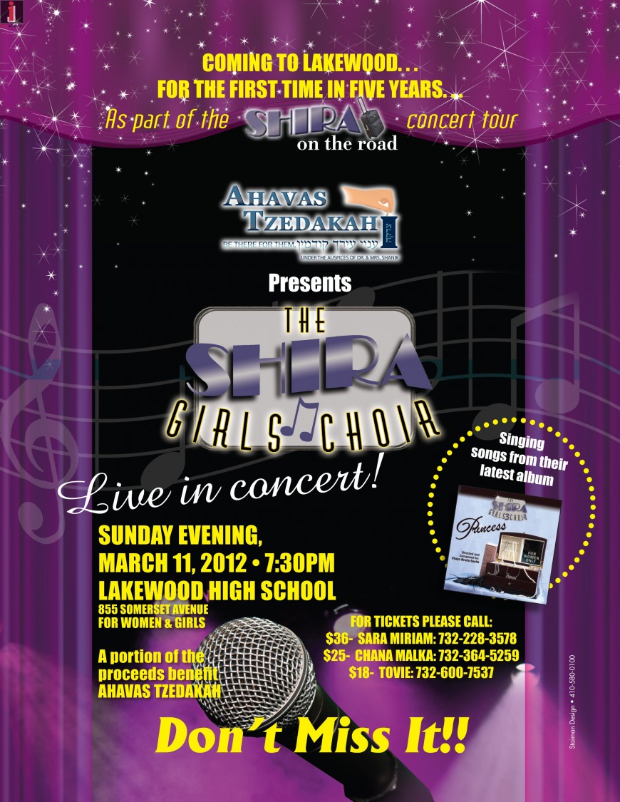 [FOR WOMEN ONLY!] Shira Girls Choir coming live to Lakewood!