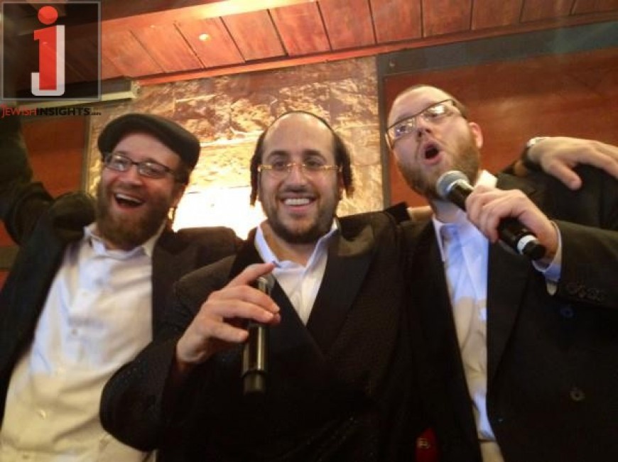 Yoely Lebovits, Lipa and Yumi Lowy having fun at a wedding