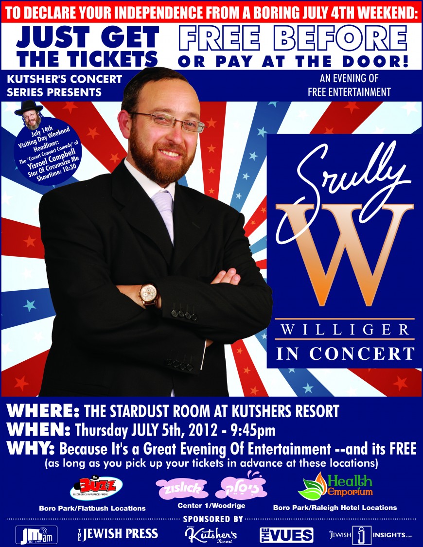 FREE Srully Williger Concert At Kutshers