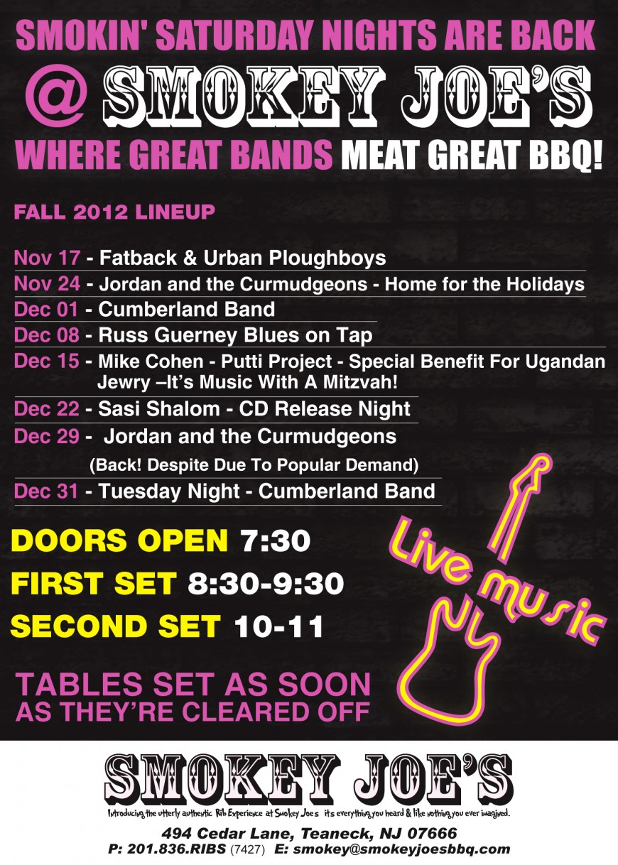 SMOKEY JOE’S – Smokey Saturday Nights Are Back: Where Great Bands Meat Great BBQ!