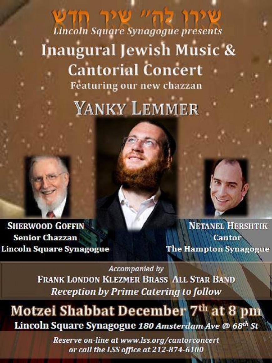 Lincoln Square Synagogue presents Inaugural Jewish Music & Cantorial Concert