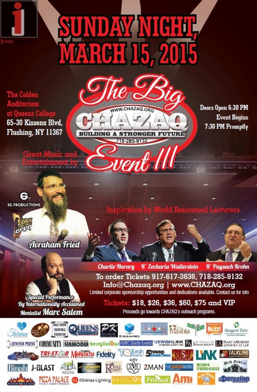 The Big CHAZAQ Event featuring Avraham Fried!