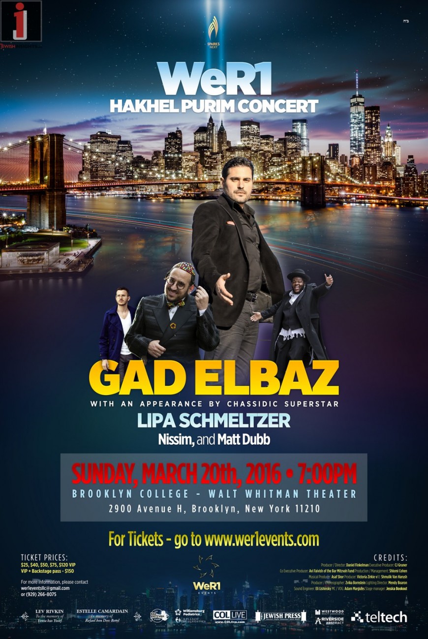 Hakhel Purim Concert With Gad Elbaz, Lipa Schmeltzer, NISSIM & Matt Dubb