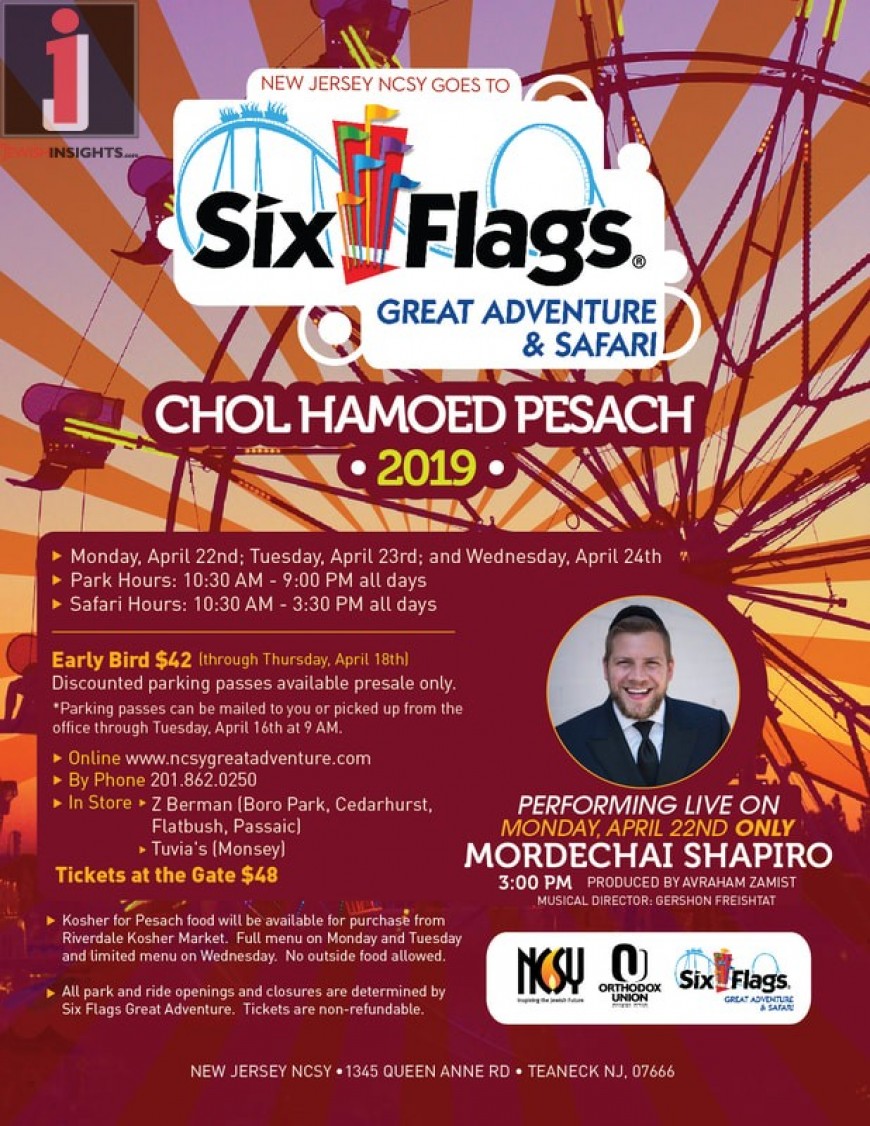 New Jersey NCSY Goes To SIX FLAGS Great Adventure & Safari – Chol Hamoed Pesach 2019