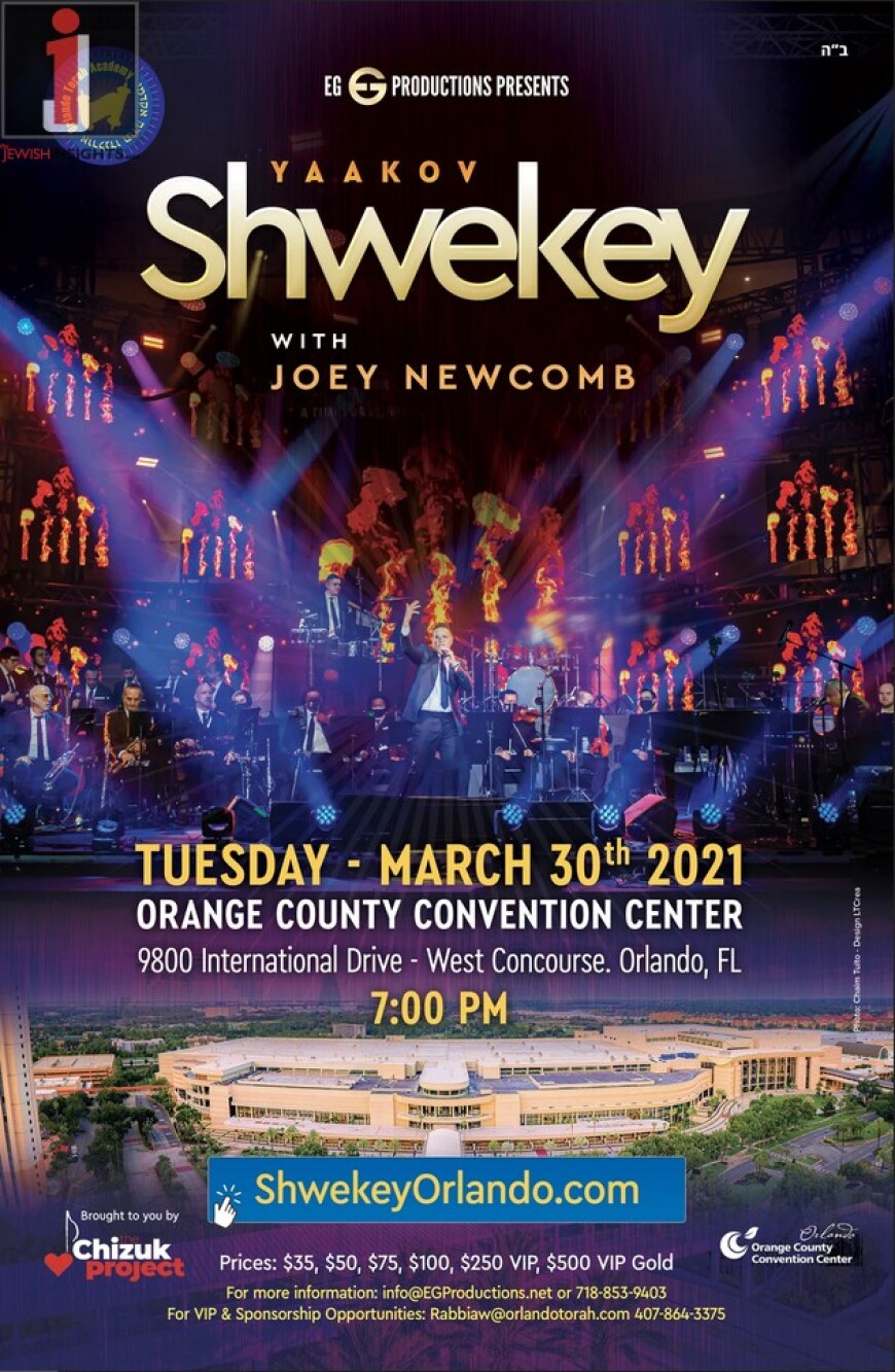 Orlando Torah Academy &  EG Productions Presents: YAAKOV SHWEKEY with JOEY NEWCOMB