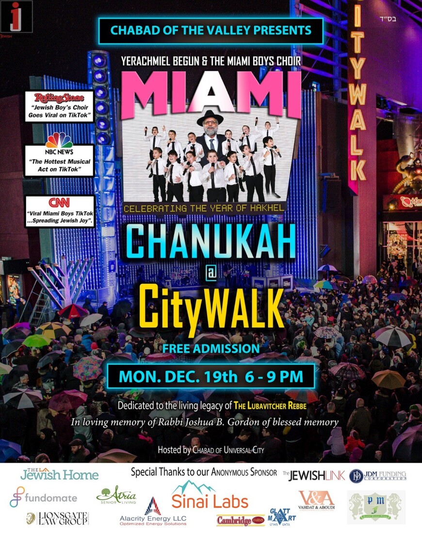 TIKTOK SENSATIONS: MIAMI BOYS CHOIR TO BE FEATURED AT CHABAD OF THE VALLEY’S CHANUKAH AT UNIVERSAL STUDIOS CITYWALK